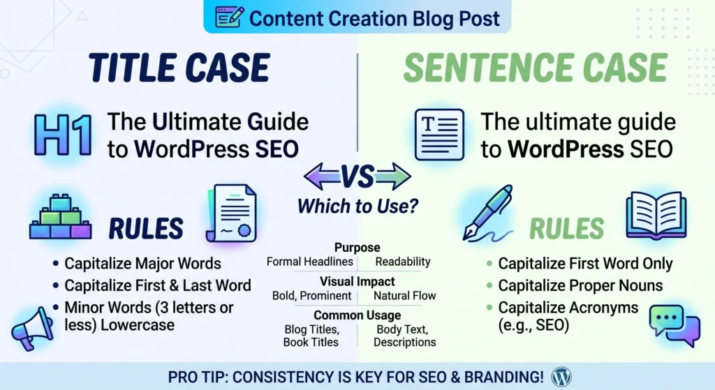The Ultimate Guide Title Case vs. Sentence Case for WordPress SEO